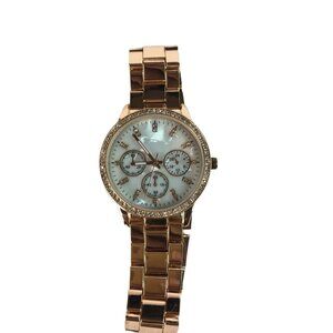 Womens Rose Gold Round Tone Watch Adjustable Band Multiple Hands u